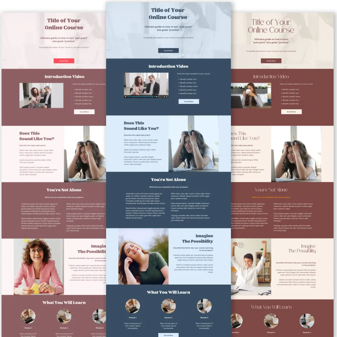 Sales page templates for growing a coaching business.